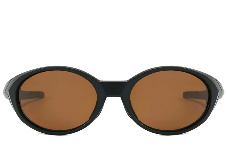 Lunettes de soleil ovales polarisées en plastique noir #BS2607-0732