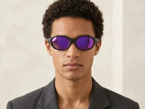 Lunettes de soleil ovales polarisées en plastique noir #BS2607-0733