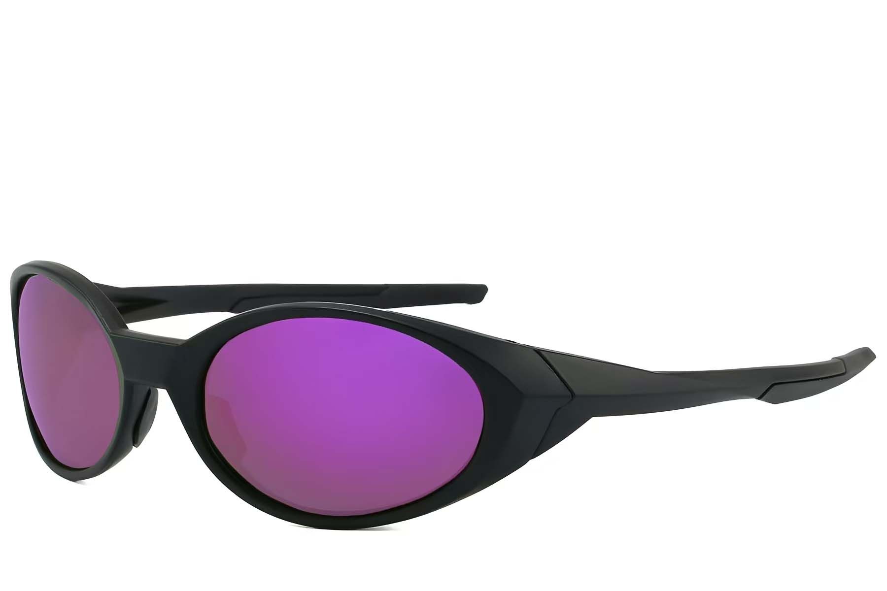 Lunettes de soleil ovales polarisées en plastique noir #BS2607-0733