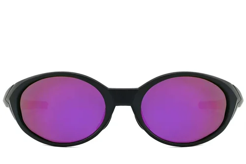Lunettes de soleil ovales polarisées en plastique noir #BS2607-0733