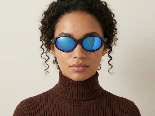 Lunettes de soleil ovales polarisées en plastique noir #BS2607-0734