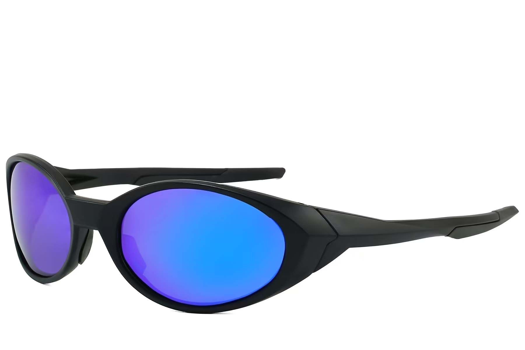 Lunettes de soleil ovales polarisées en plastique noir #BS2607-0734
