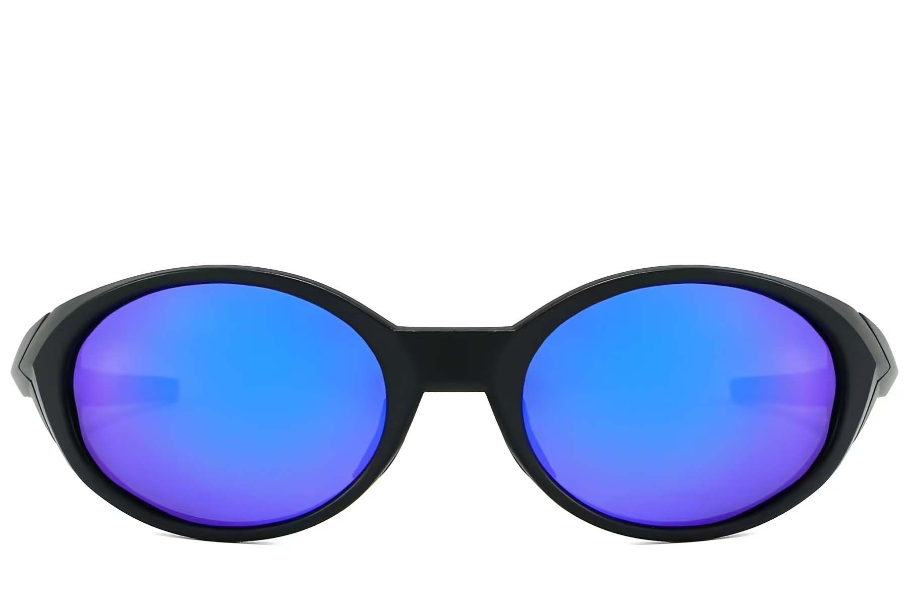 Lunettes de soleil ovales polarisées en plastique noir #BS2607-0734
