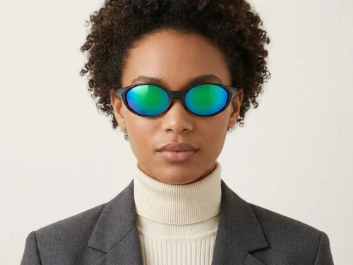 Lunettes de soleil ovales polarisées en plastique noir #BS2607-0735