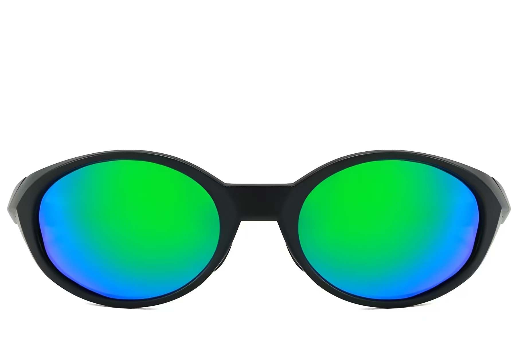 Lunettes de soleil ovales polarisées en plastique noir #BS2607-0735