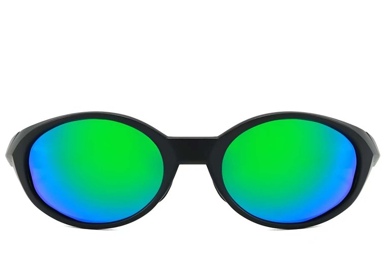 Lunettes de soleil ovales polarisées en plastique noir #BS2607-0735