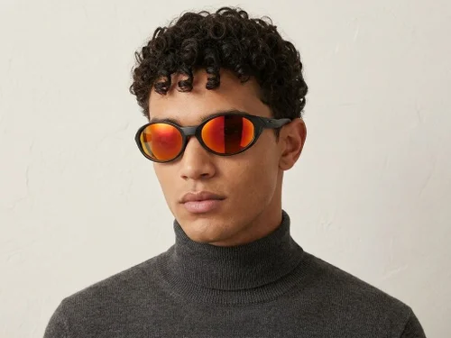 Lunettes de soleil ovales polarisées en plastique noir #BS2607-0737