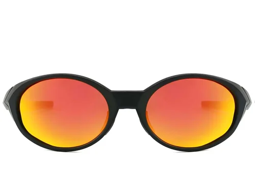 Lunettes de soleil ovales polarisées en plastique noir #BS2607-0737