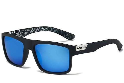 Lunettes de soleil polarisées Aviator en plastique noir #BS2607-0741