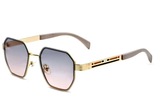 Lunettes de soleil géométriques en métal doré #BS2607-0745