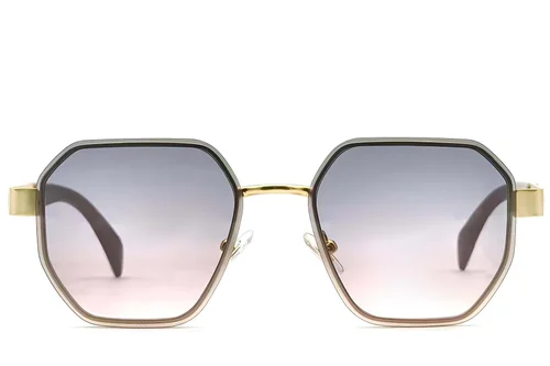 Lunettes de soleil géométriques en métal doré #BS2607-0745