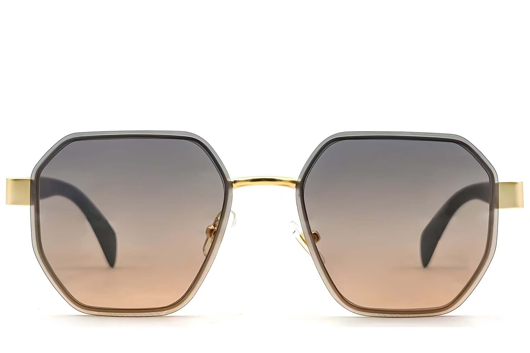 Lunettes de soleil géométriques en métal doré #BS2607-0746
