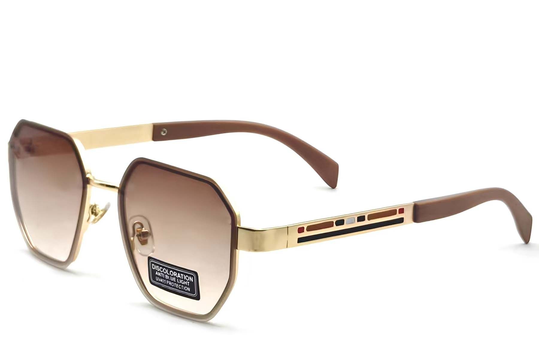 Lunettes de soleil géométriques en métal doré #BS2607-0747