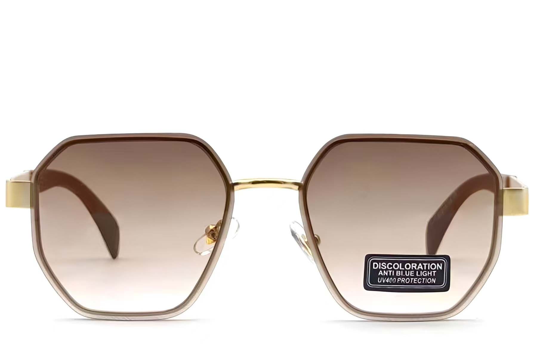 Lunettes de soleil géométriques en métal doré #BS2607-0747