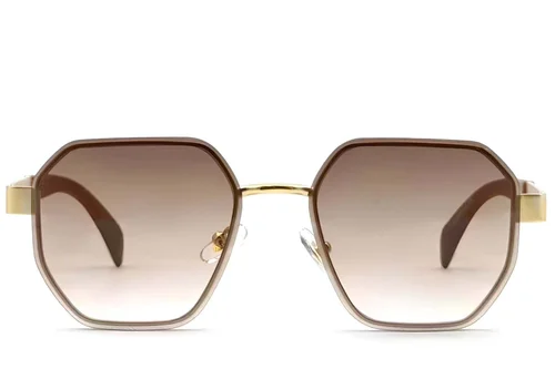 Lunettes de soleil géométriques en métal doré #BS2607-0747