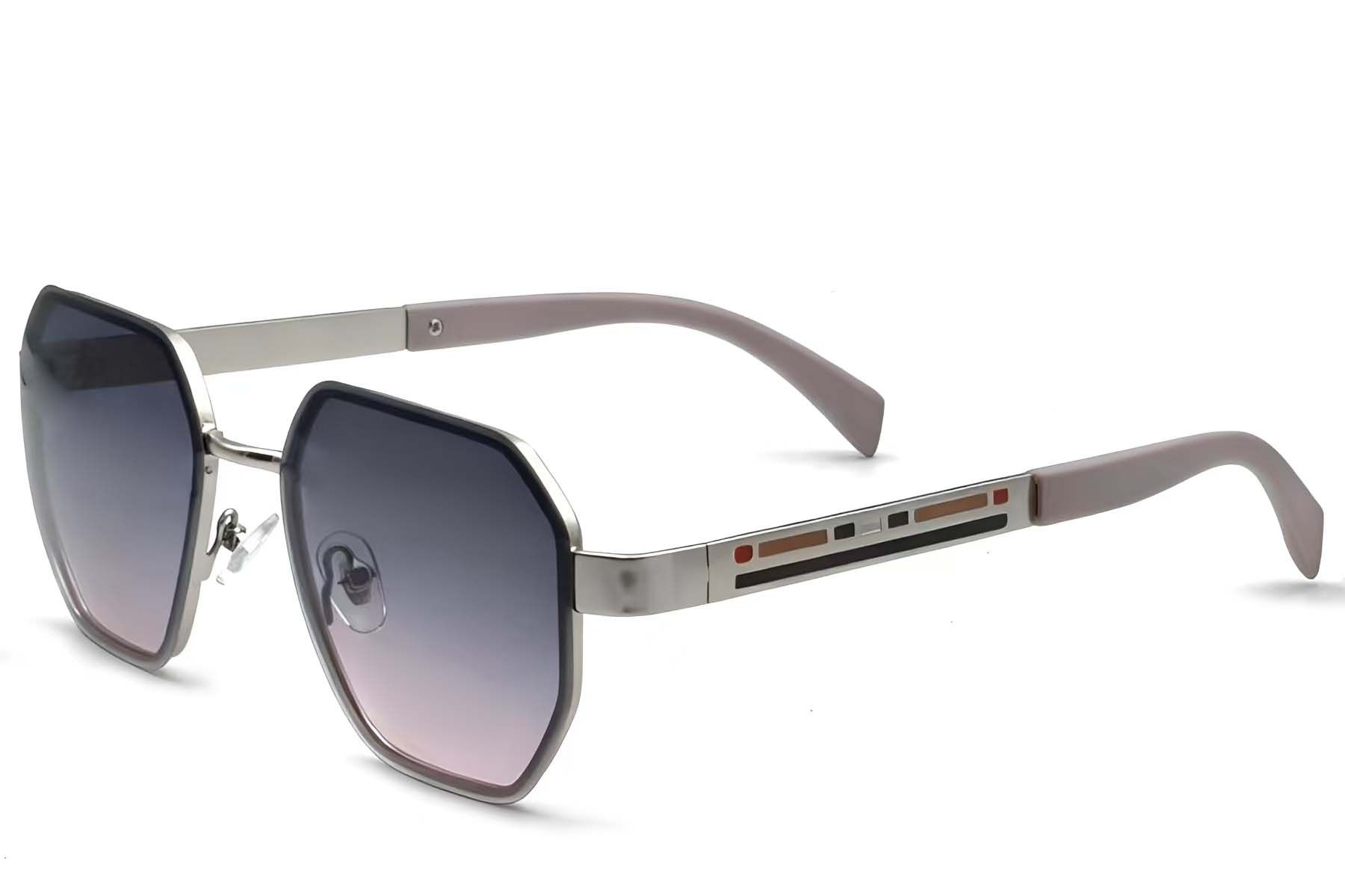 Geometric Silver Metal Sunglasses #BS2607-0748