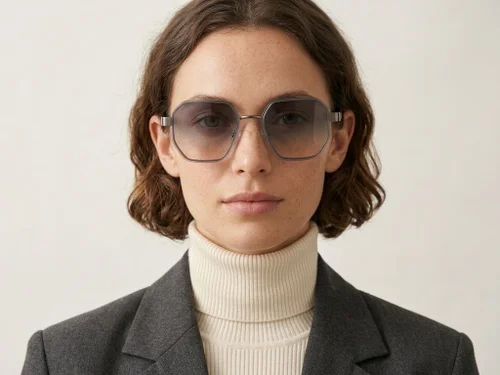 Lunettes de soleil géométriques en métal gris #BS2607-0749