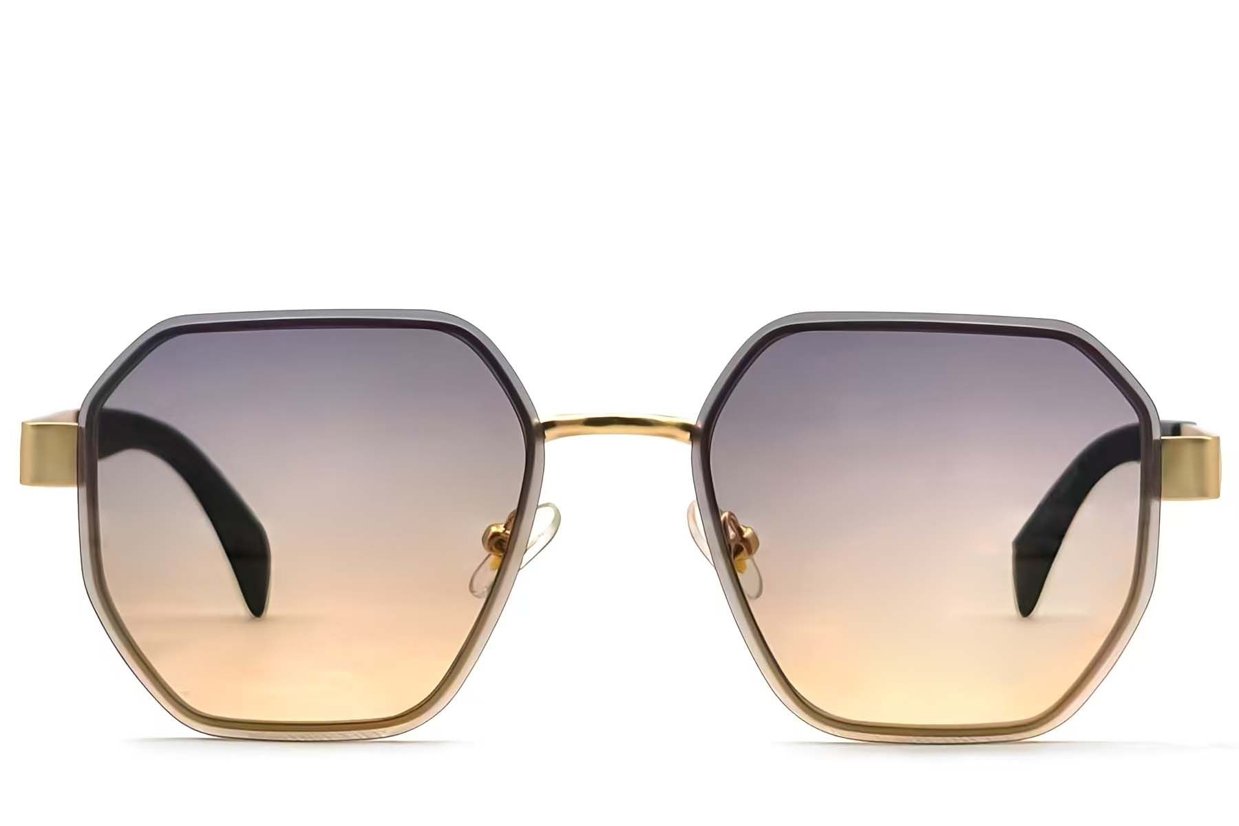 Geometric Golden Metal Sunglasses #BS2607-0750
