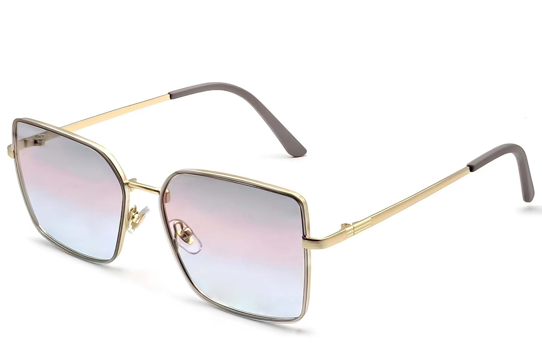 Rectangular Golden Metal Sunglasses #BS2607-0753