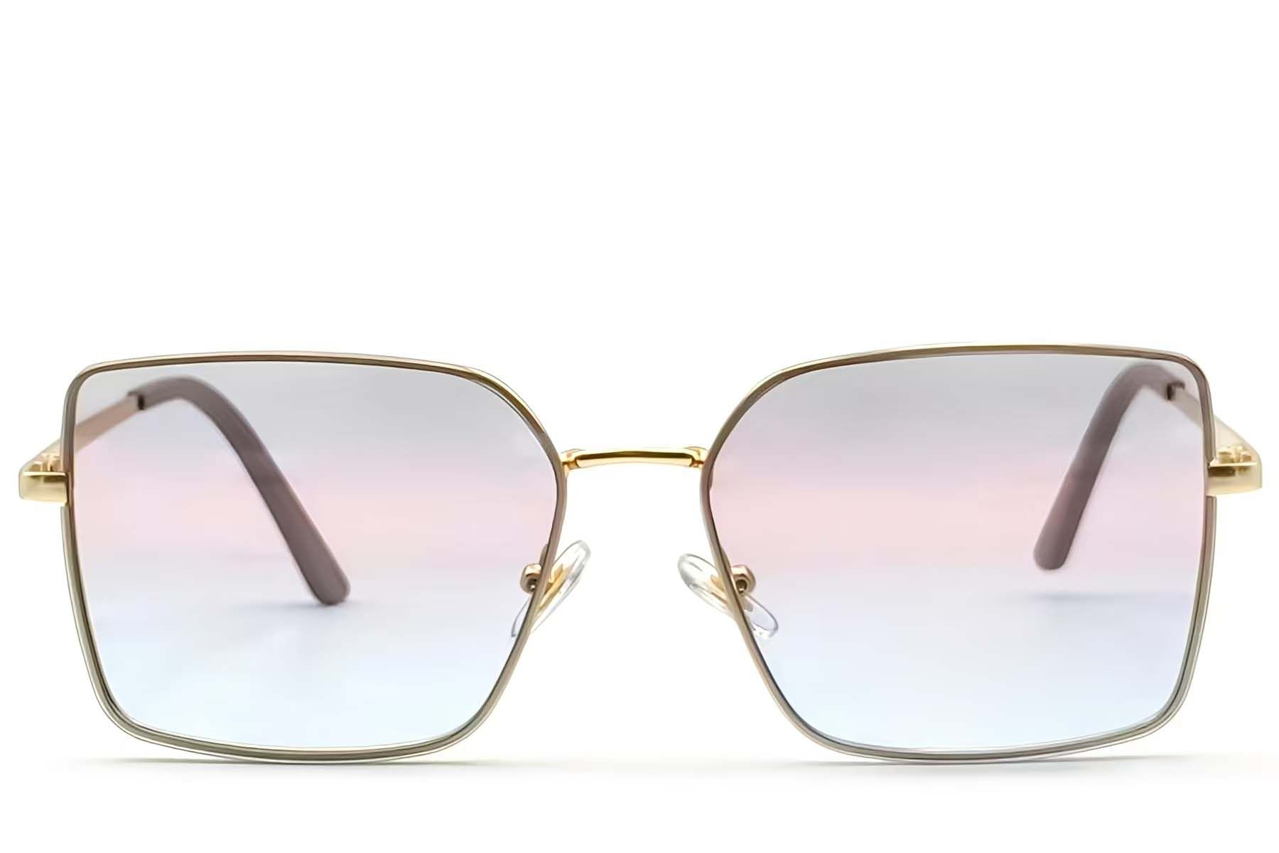 Rectangular Golden Metal Sunglasses #BS2607-0753