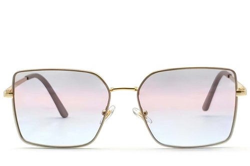 Lunettes de soleil rectangulaires en métal doré #BS2607-0753