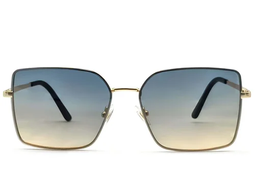 Lunettes de soleil rectangulaires en métal doré #BS2607-0756