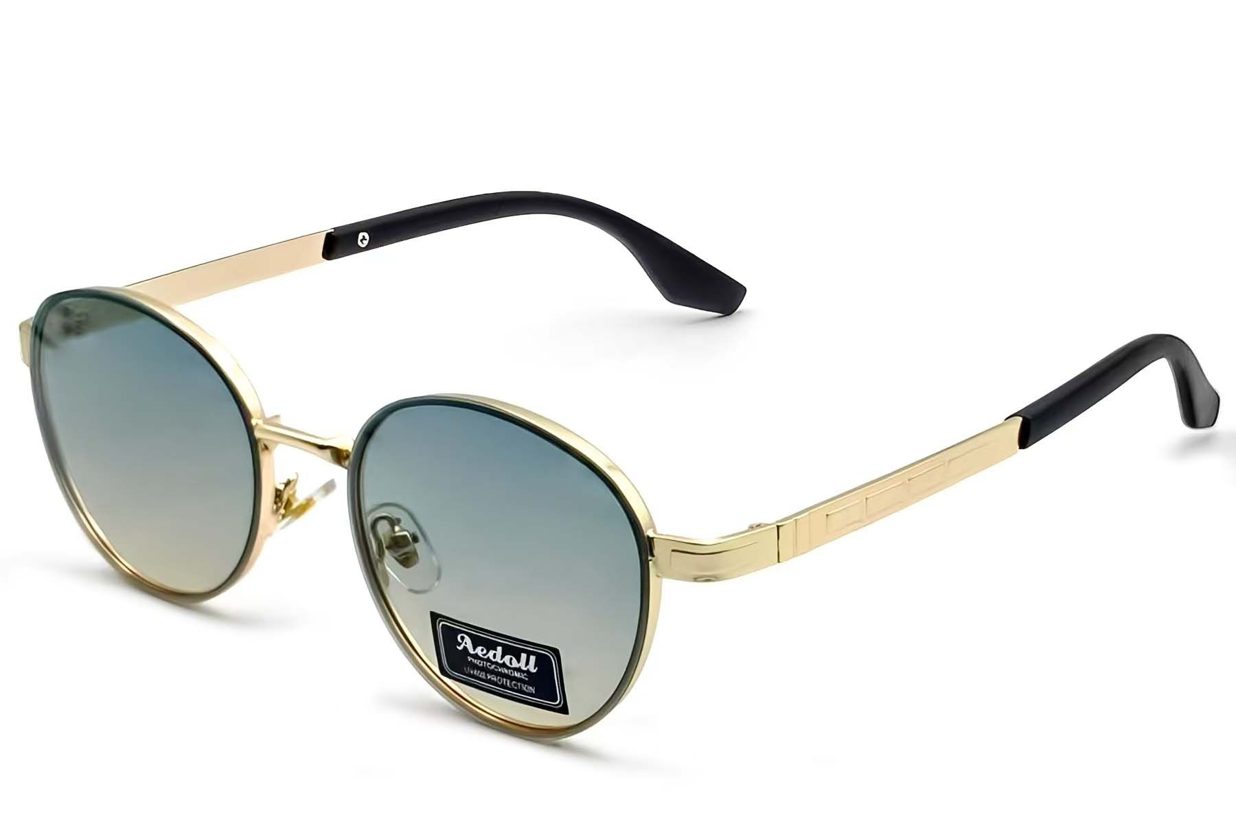 Gafas de sol ovaladas de metal dorado #BS2607-0757
