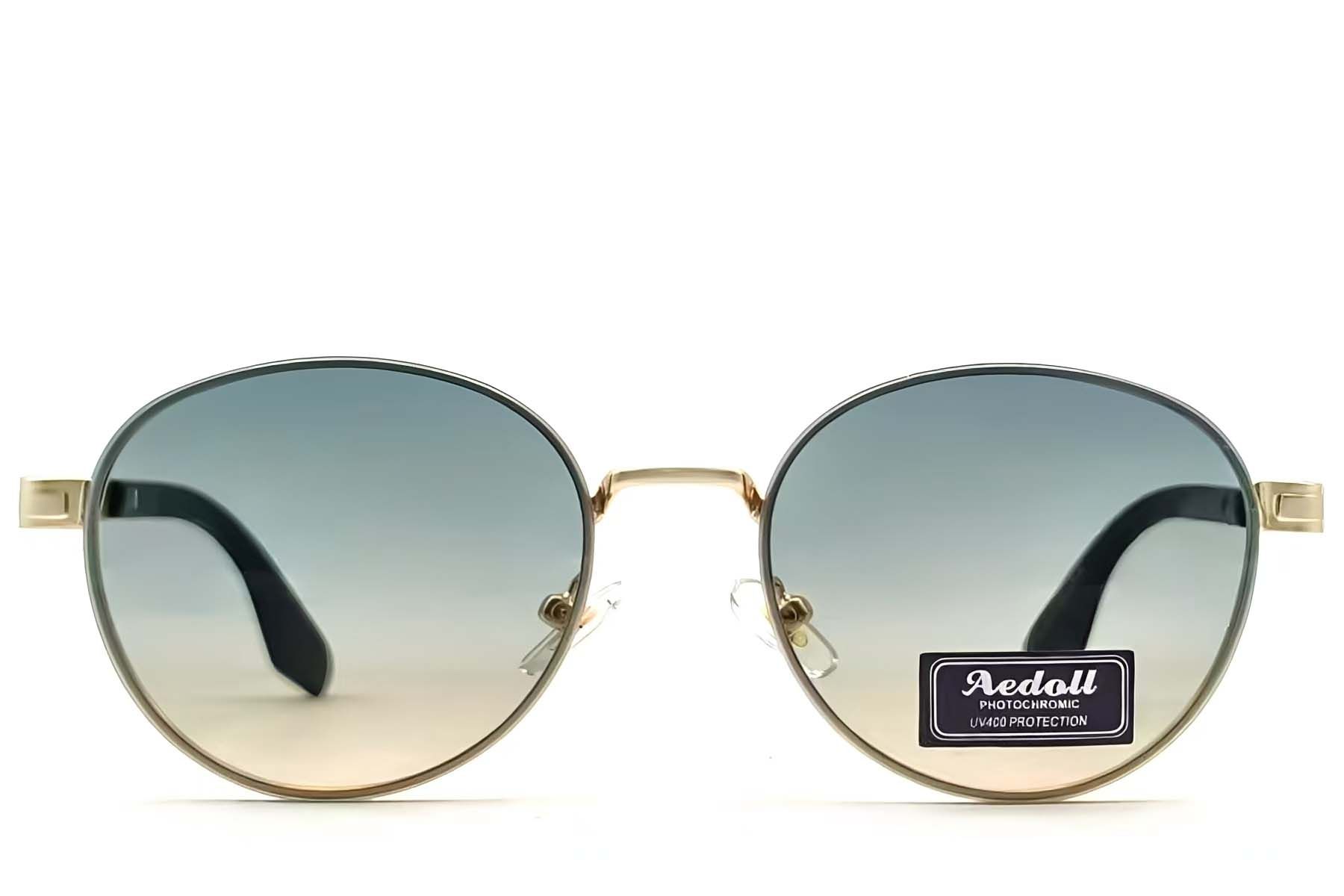 Gafas de sol ovaladas de metal dorado #BS2607-0757