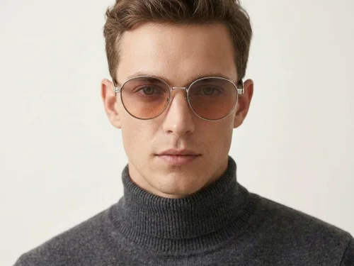 Lunettes de soleil ovales en métal argenté #BS2607-0758
