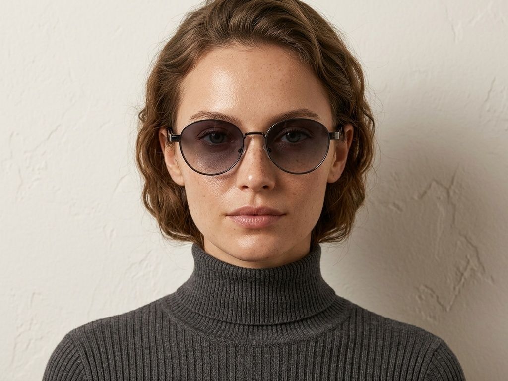Oval Grey Metal Sunglasses #BS2607-0759