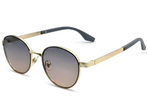 Lunettes de soleil ovales en métal doré #BS2607-0762