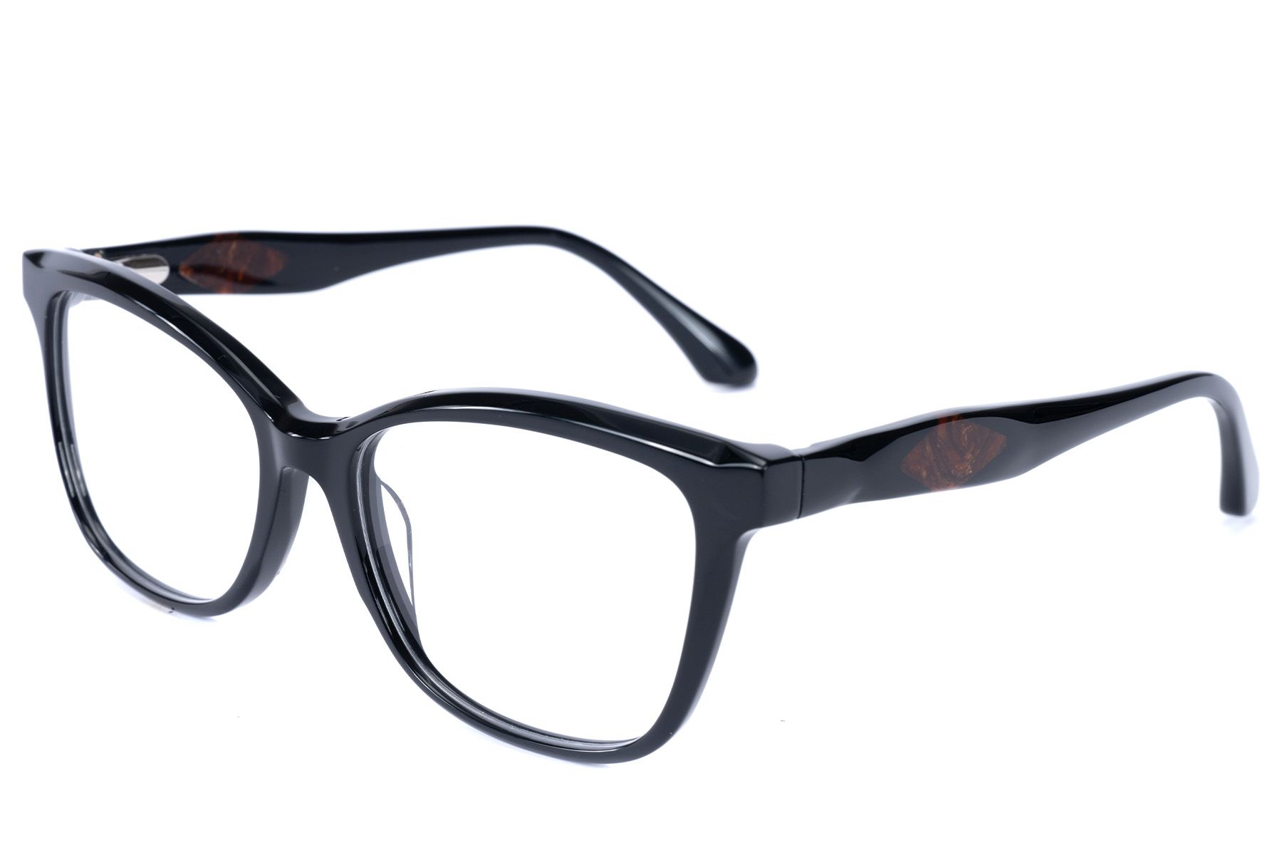 Occhiali in acetato nero a forma di farfalla #BS2607-0826