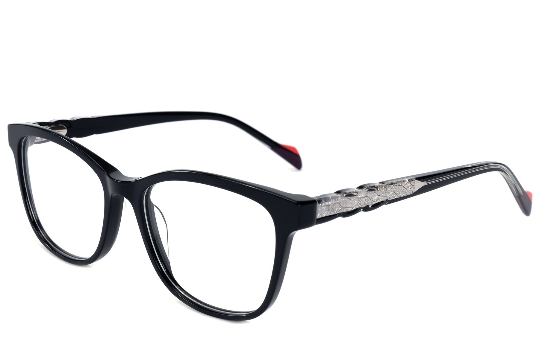 Occhiali in acetato nero con motivo a farfalla #BS2607-0846