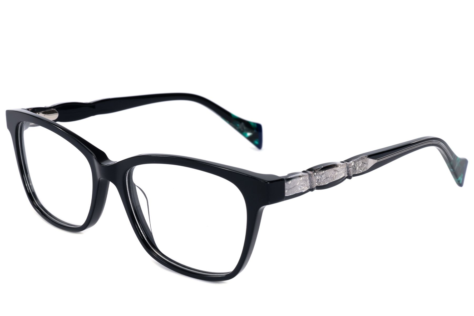 Occhiali in acetato nero con motivo a farfalla #BS2607-0864
