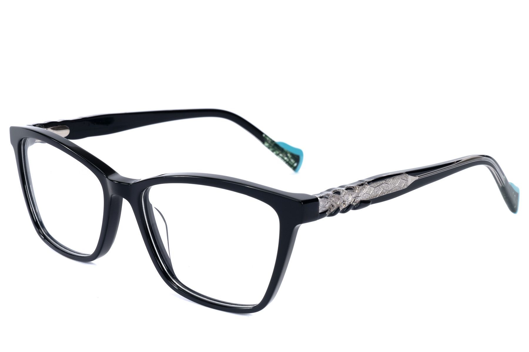 Occhiali in acetato nero a forma di farfalla #BS2607-0883