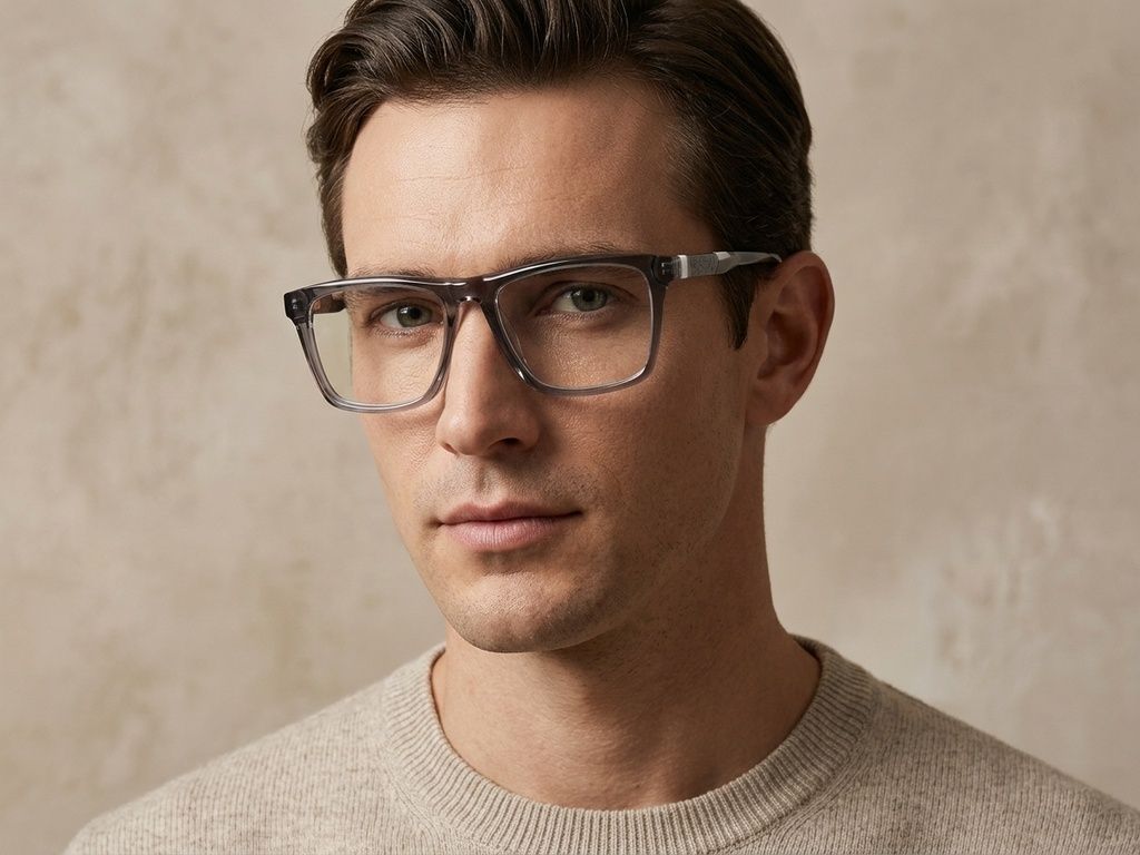 Rectangular Grey Acetate Glasses #BS2607-0911