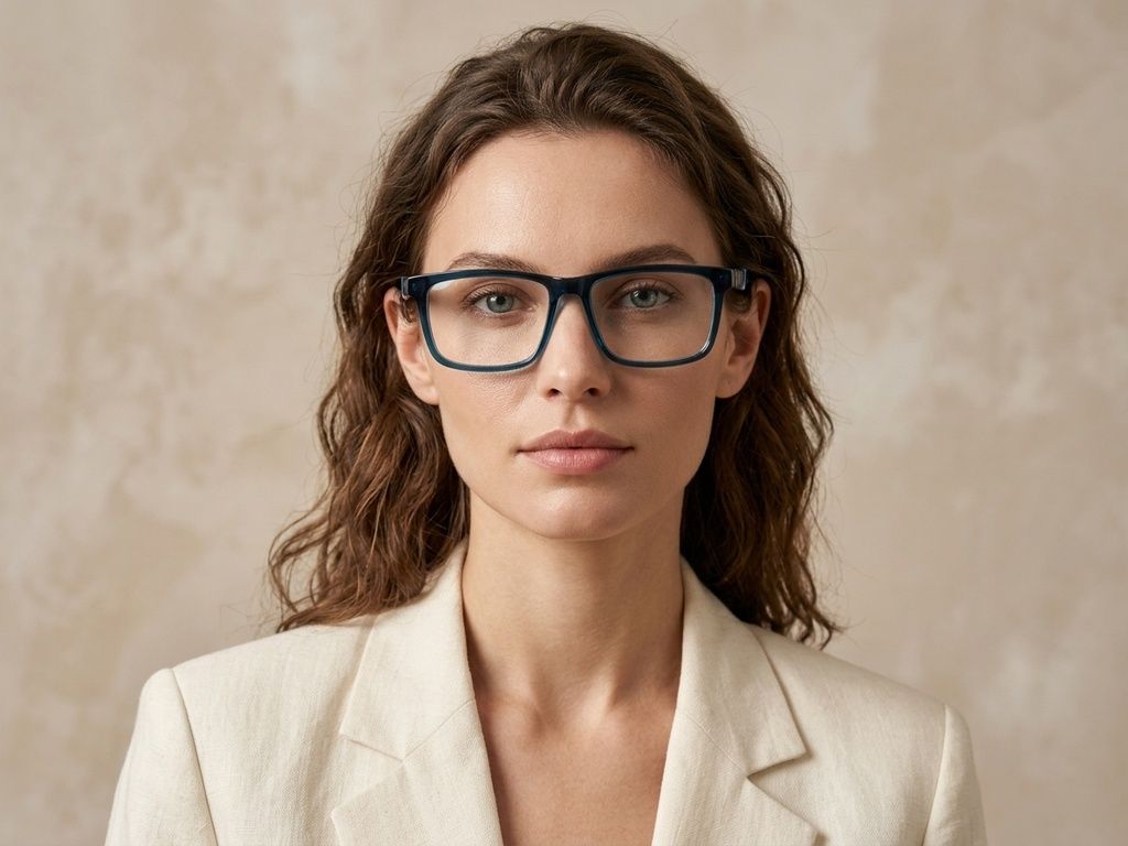 Lunettes rectangulaires en acétate bleu #BS2607-0929