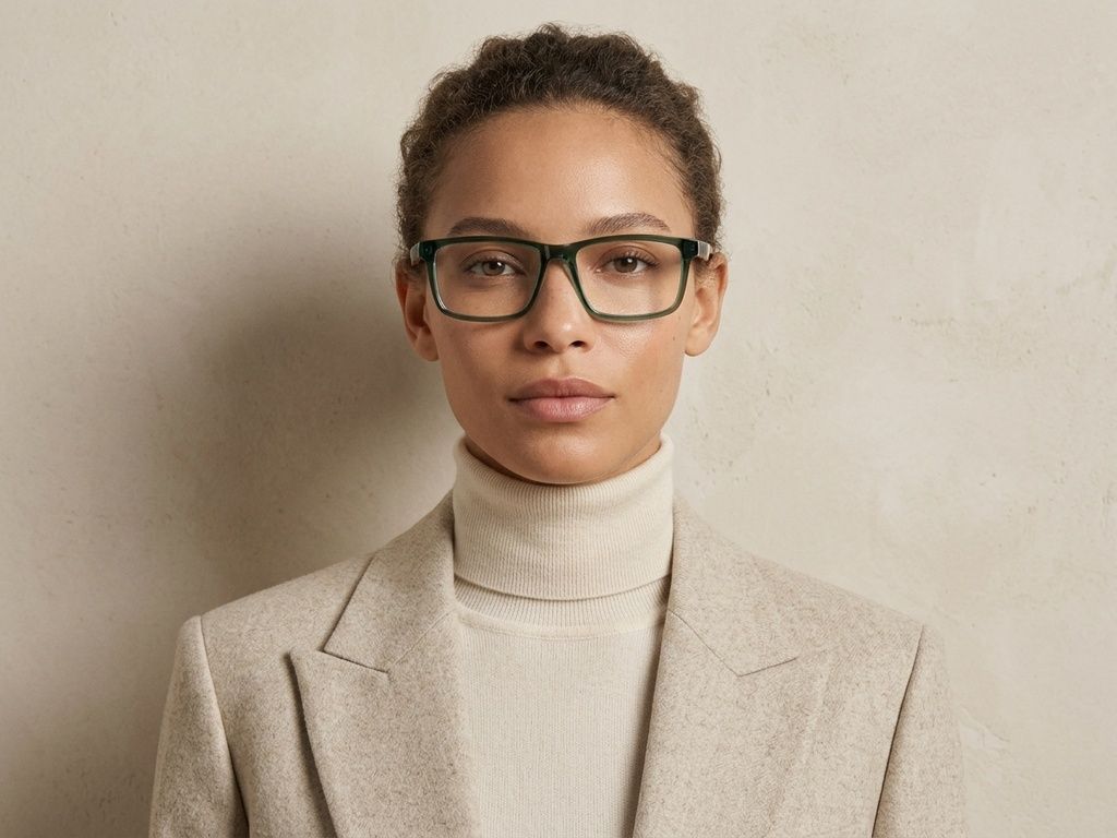 Rectangular Green Acetate Glasses #BS2607-0930