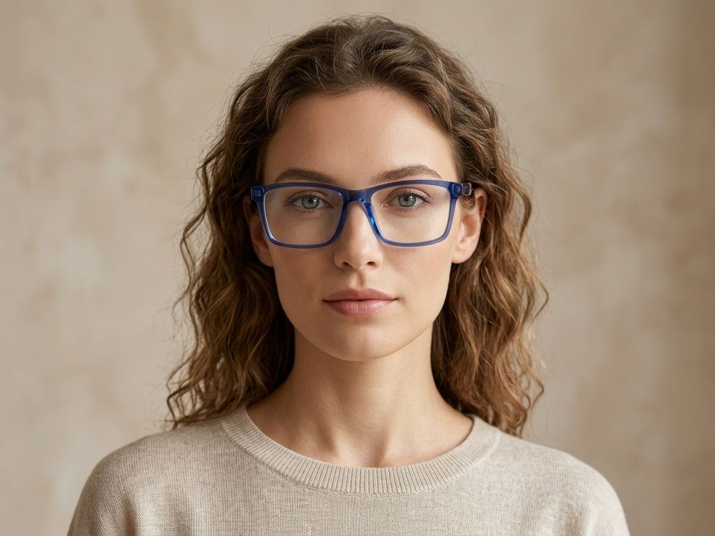 Rectangular Blue Acetate Glasses #BS2607-0951