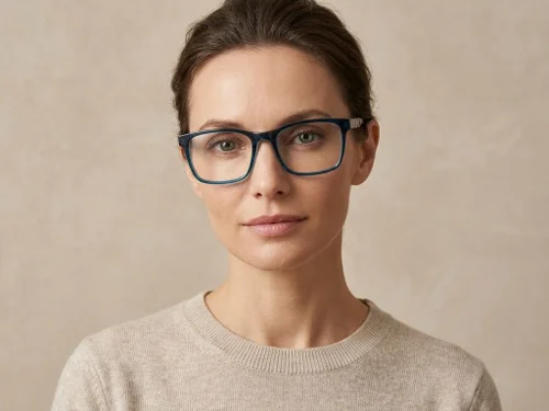 Lunettes ovales en acétate bleu #BS2607-0964