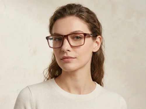 Lunettes rectangulaires en acétate brun #BS2607-0970