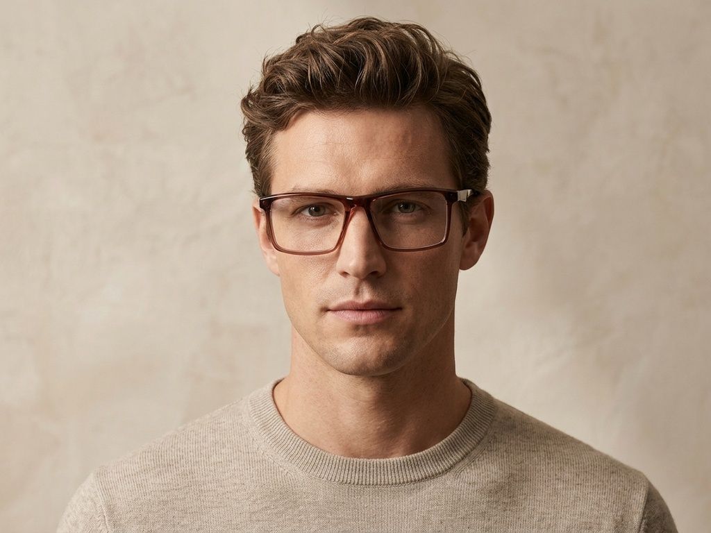 Rectangular Brown Acetate Glasses #BS2607-0979