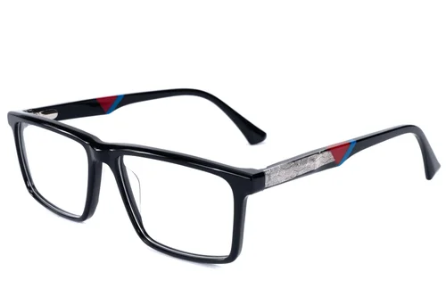 Lunettes rectangulaires en acétate noir #BS2607-0986