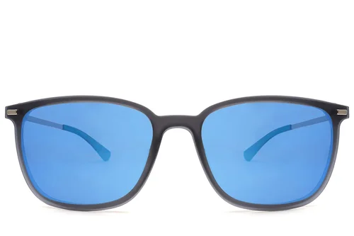 Lunettes de soleil rectangulaires grises Ultem à clip #BS420-0458