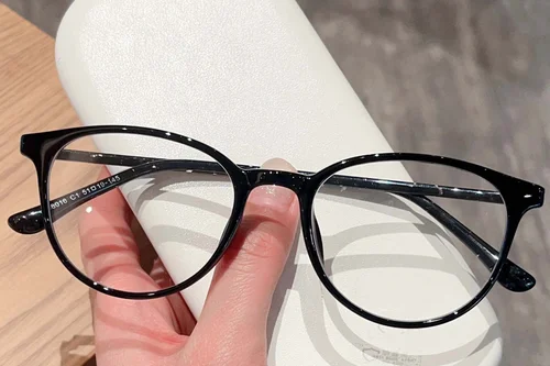 Lunettes ovales en acétate noir #BS423-0300