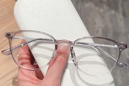 Lunettes ovales en acétate rose #BS423-0301