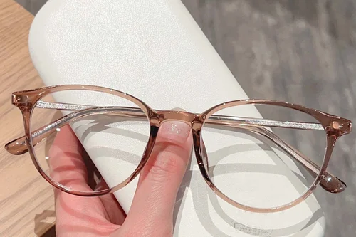 Lunettes ovales en acétate brun #BS423-0302