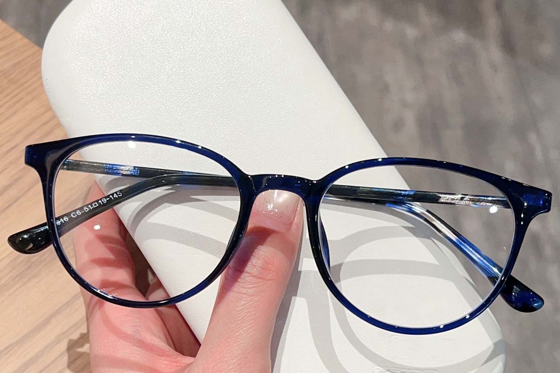 Oval Blue Acetate Glasses #BS423-0304