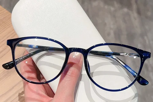 Lunettes ovales en acétate bleu #BS423-0304
