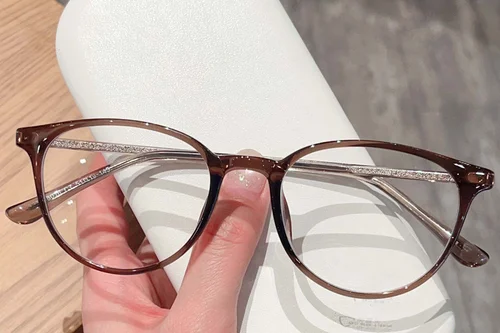 Lunettes ovales en acétate brun #BS423-0305